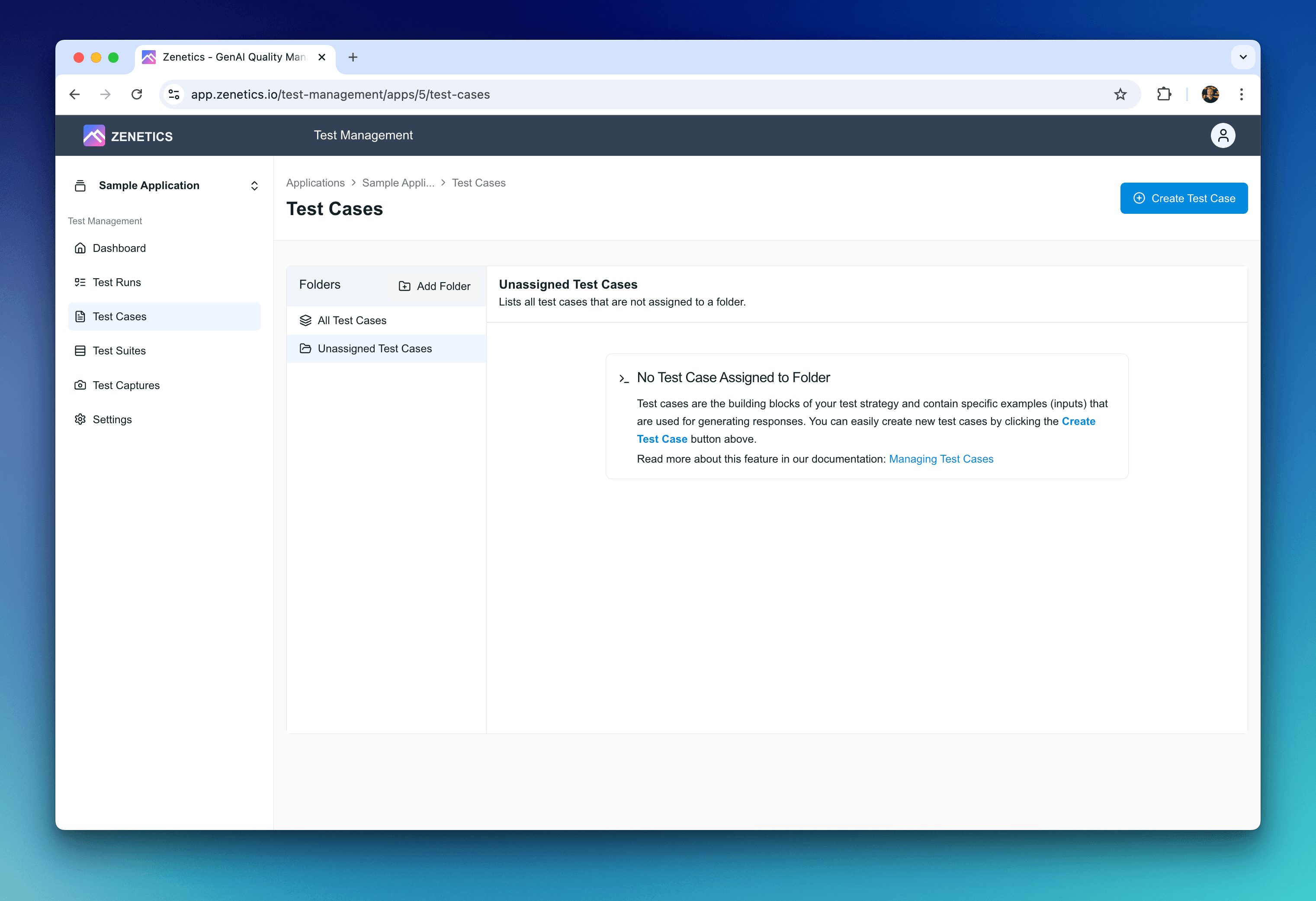 Zenetics Portal - list test cases
