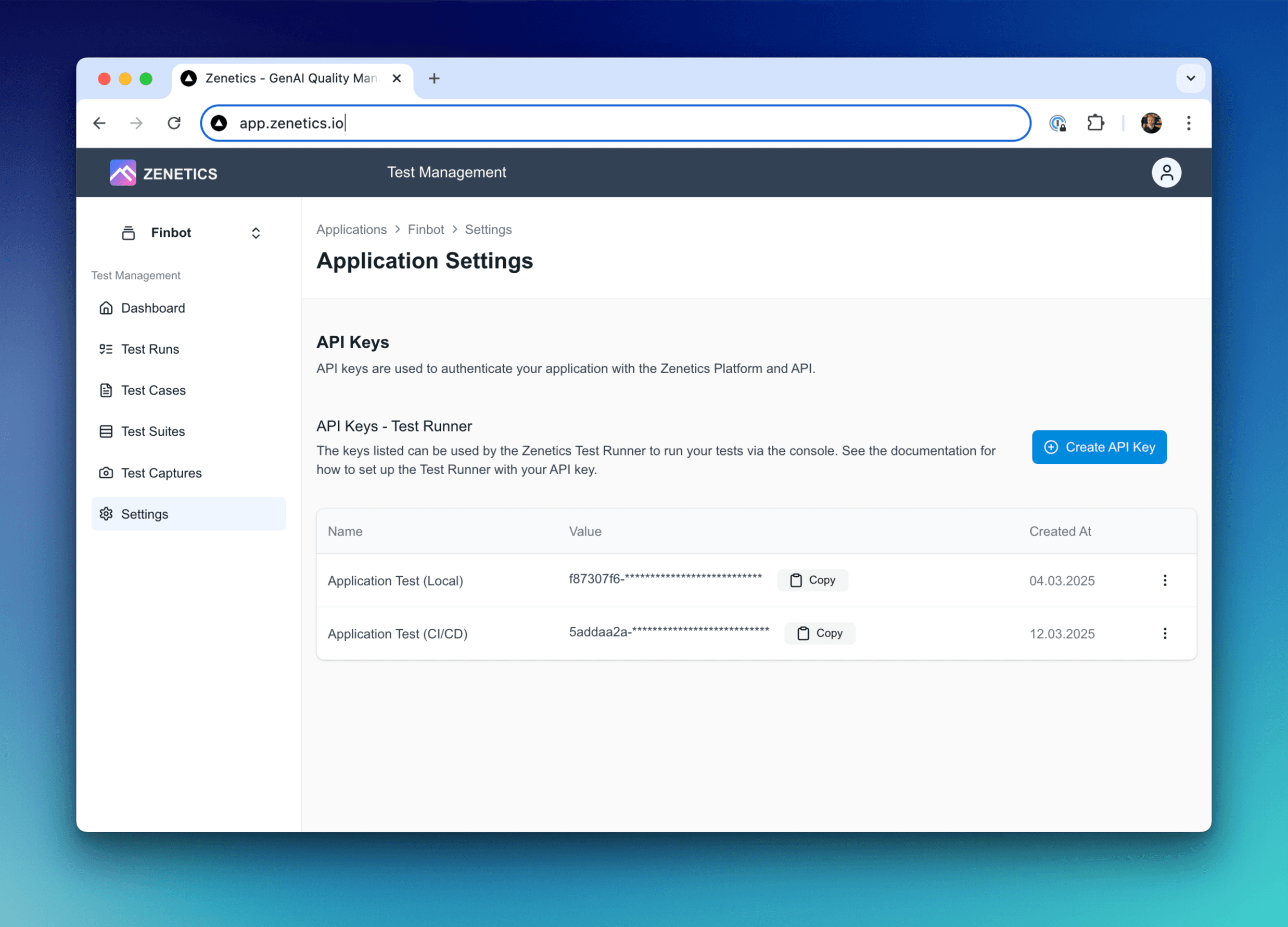 ZENETICS Portal - API Key Creation